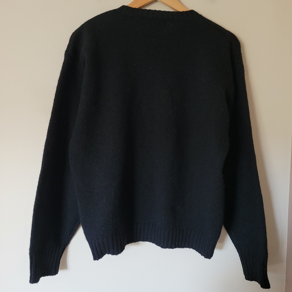Vintage Wool Women's Black Knit Cardigan Sweater Gold Button Classic Size M - Picture 2 of 9